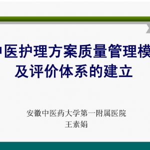 中医护理方案质量管理模式及评价体系的建立